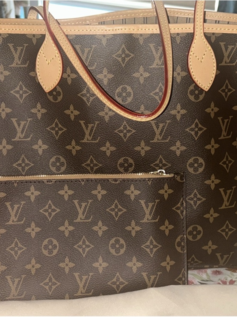 Louis Vuitton Monogram Canvas Tote with Matching Pouch